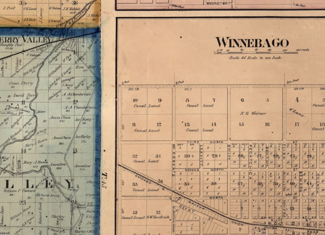 1864 Farm Line Map of Winnebago County Illinois Etsy