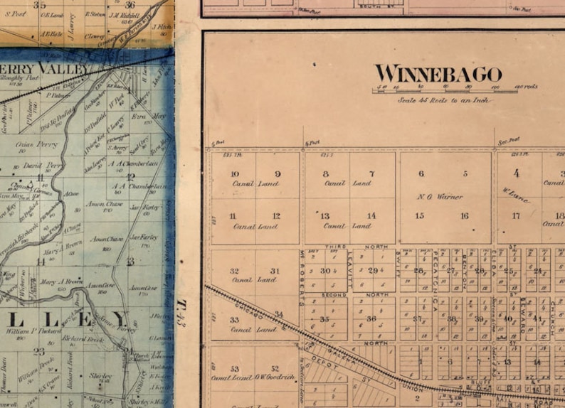 1864 Farm Line Map of Winnebago County Illinois Etsy