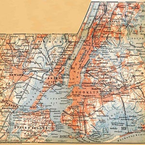 1907-Karte von Brooklyn New York Manhattan Staten Island Newark