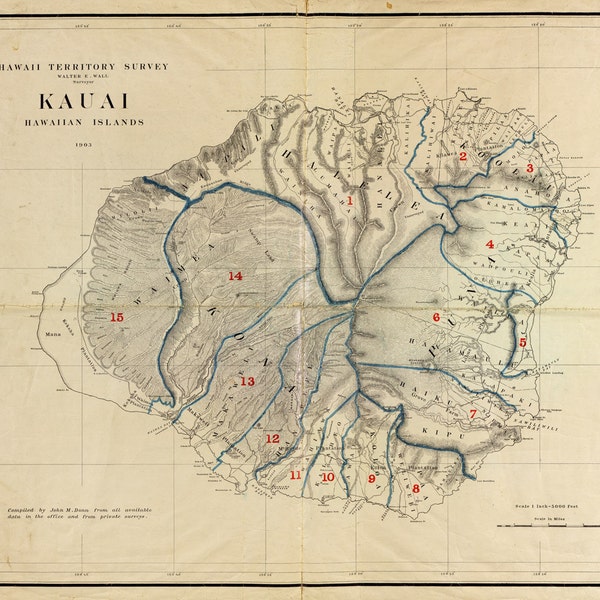 1903 Map of Kauai Hawaii