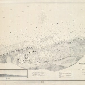 1855 Nautical Map of Eagle Harbor Michigan Lake Superior