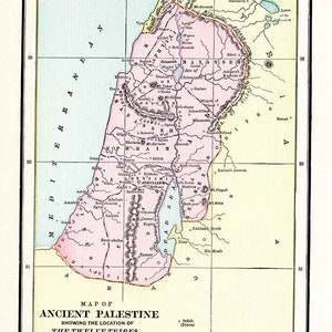 1900-Karte des antiken Palästina Totes Meer Jerusalem Manasse