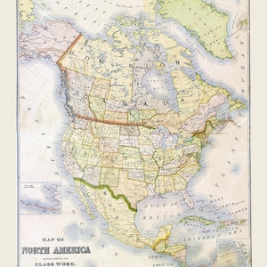 Carte de l'Amérique du Nord de 1887