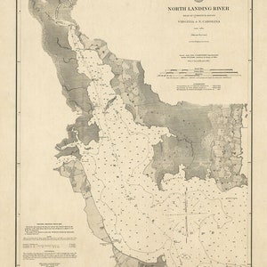 1882 Nautical Chart Currituck Sound Virginia North Carolina