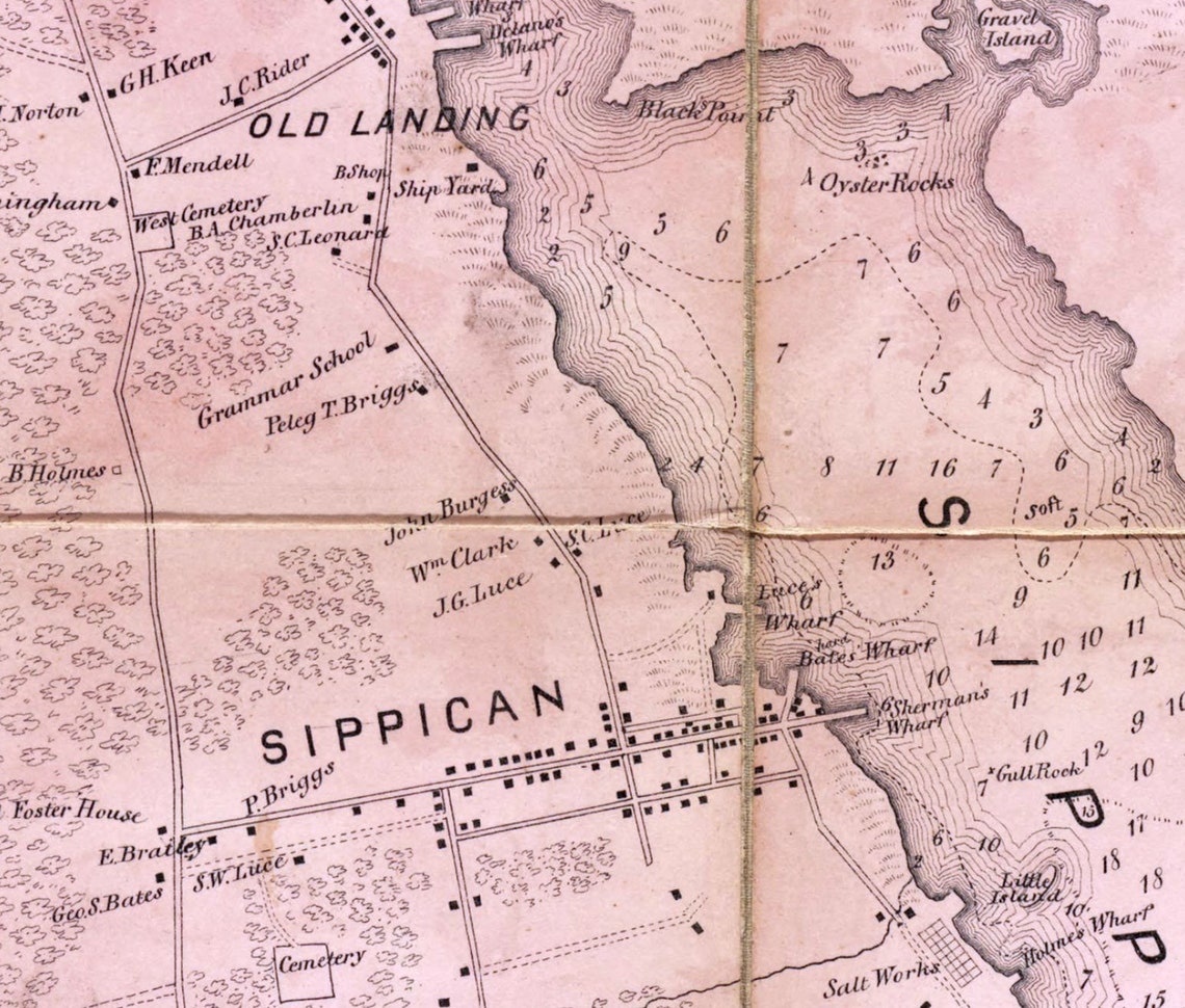 1855 Town Map of Marian Plymouth County Massachusetts Etsy