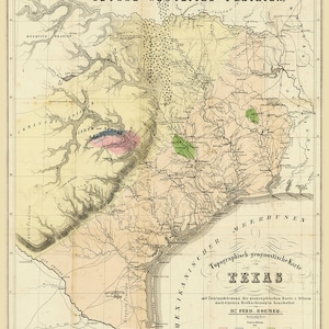 1849 Map of Texas Geography