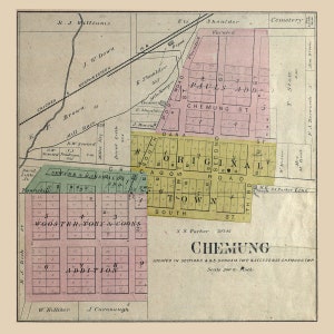 1892 Plan de la ville de Chemung Comté de McHenry Illinois