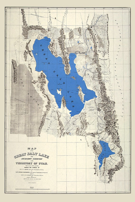 1850 Map Of The Great Salt Lake Utah And Adjacent Country Etsy Il 570xN.2847910628 9gzr 