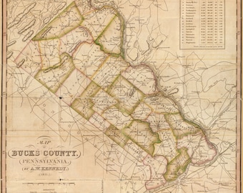 1831 Map of Bucks County Pennsylvania