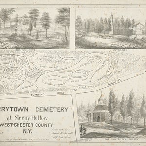 1848 Karte von Tarrytown Cemetery Sleepy Hohle West Chester County NY