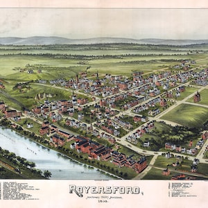 1893 Panorama-Karte von Royersford Montgomery County Pennsylvania