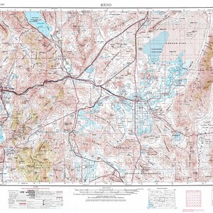 1957 Carte topographique de la pyramide du lac Reno Nevada NV