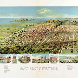 1891 Panorama-Karte von Salt Lake City Utah