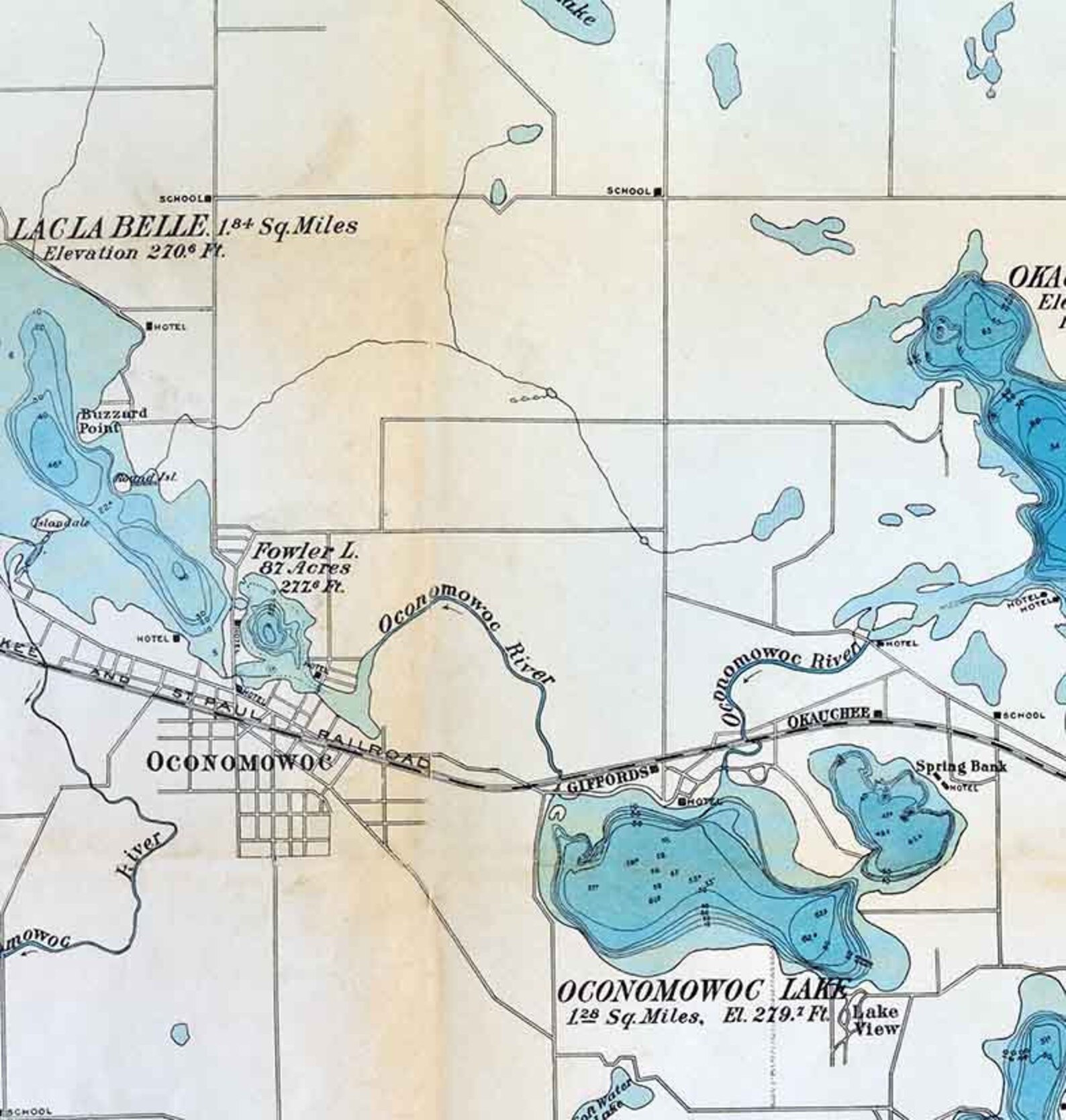 1898 Map of Oconomowocwaukesha Lake District Waukesha County Etsy