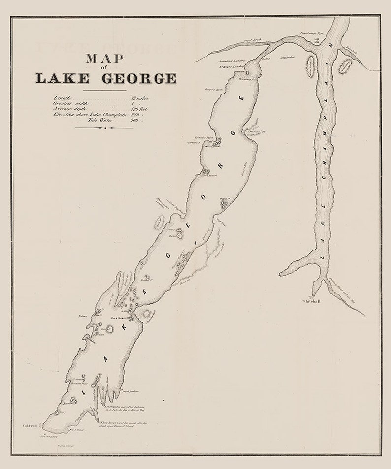 1853 Map of Lake New York Etsy