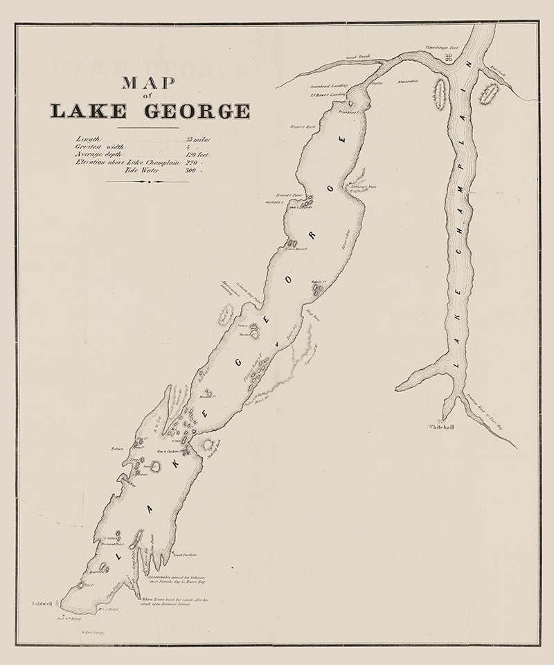 1853 Map of Lake George New York
