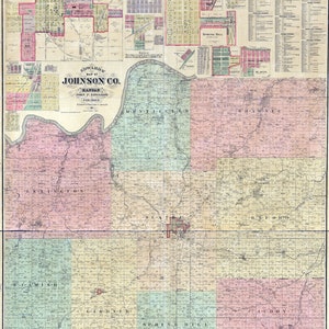 1886 Farm Line Map du comté de Johnson, Kansas