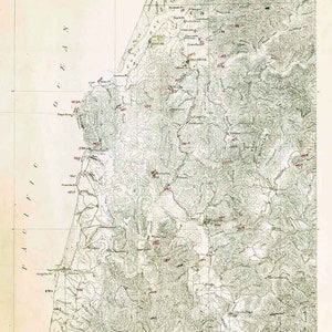 1896 Topo Karte von Coos Bay, Oregon Kap Arago