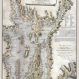 Carta nautica del 1777 della baia di Narraganset, Rhode Island