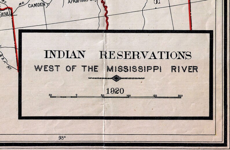1920 Map of Indian Reservations West of the Mississippi River - Etsy
