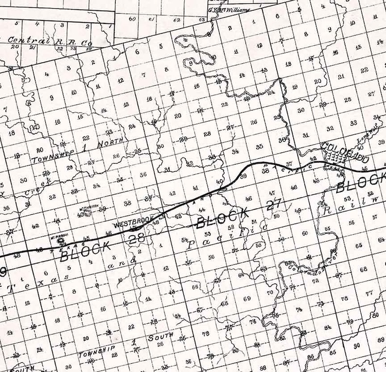 1890 Farm Line Map of Mitchell County Texas Etsy