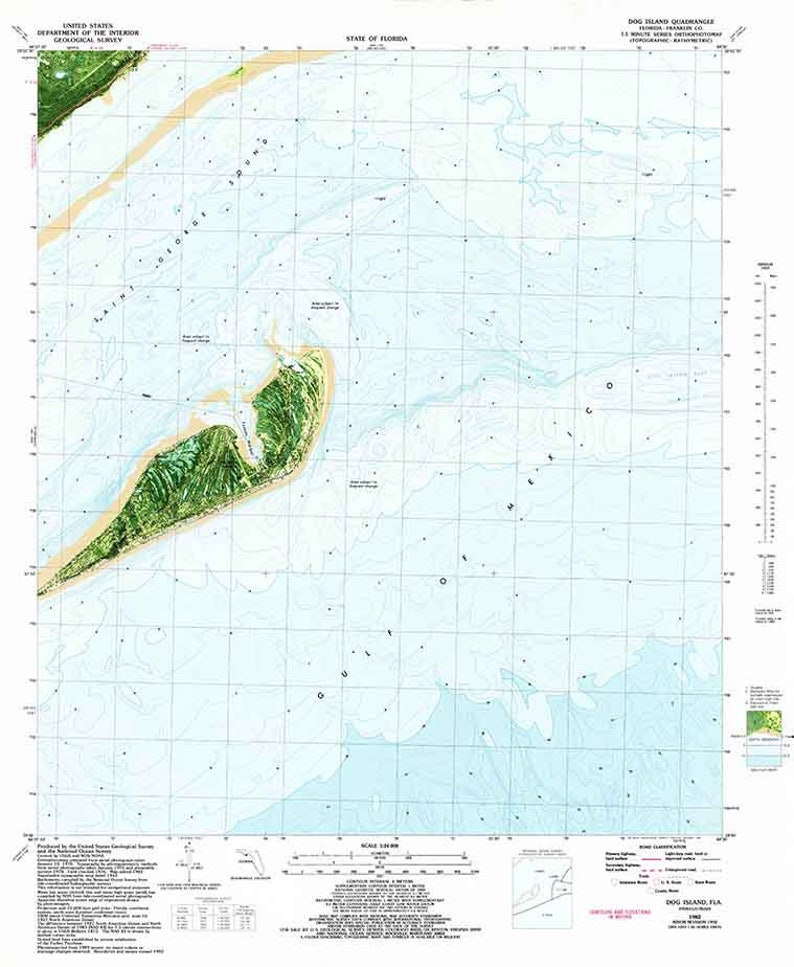 1982 Topo Map of Dog Island Florida Quadrangle Etsy
