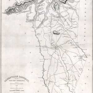 Carte 1825 du comté de Greenville en Caroline du Sud