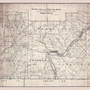 1917-Karte der Ölregion Warren County in Pennsylvania