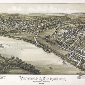 1896 Panorama-Karte von Aurora und Oakmont Allegheny County Pennsylvania