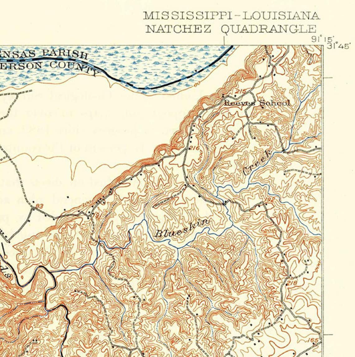 1922 Topo Map of Natchez Mississippi Quadrangle Etsy