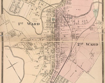 1877 Map of Paris Bourbon County Kentucky