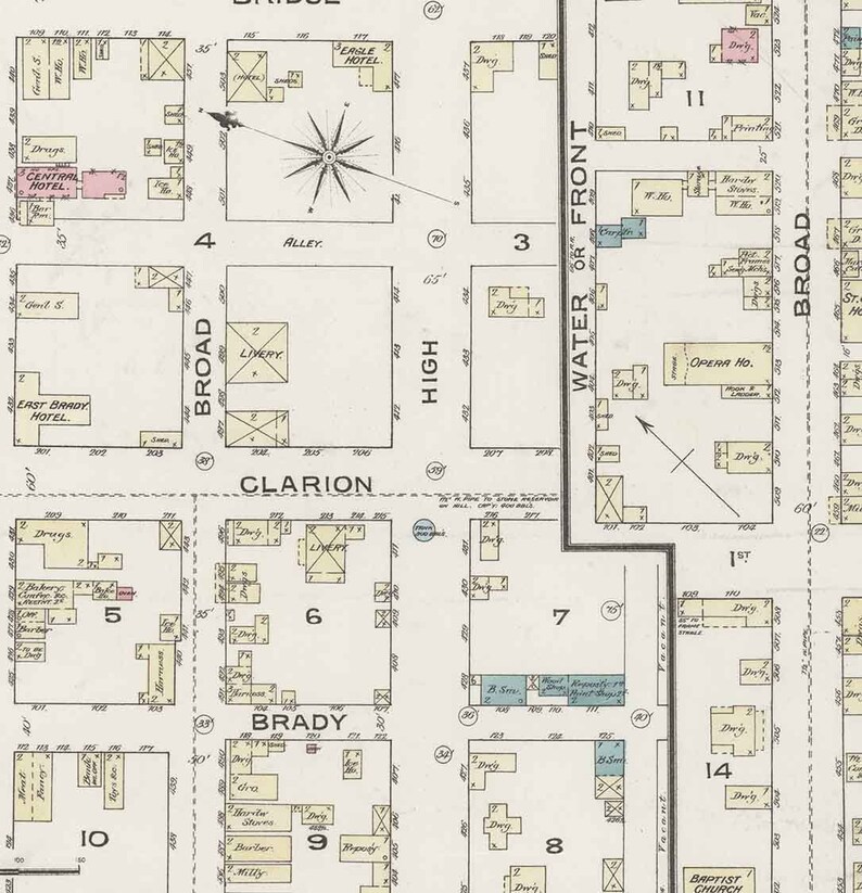 1886 Town Map of East Brady Clarion County Pennsylvania Etsy
