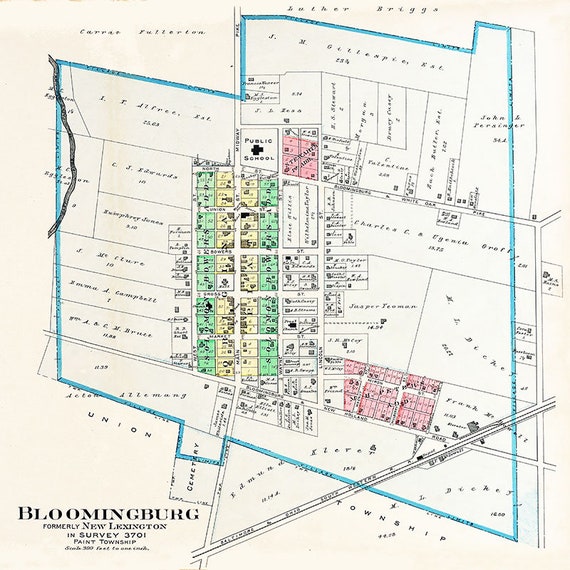 1913 Town Map of Bloomingburg Fayette County Ohio Etsy