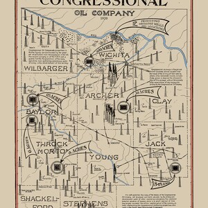 1920 Oil Field Map of North Texas Counties - Etsy