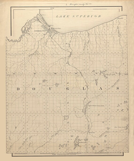 1880 Map of Douglas County Wisconsin Etsy