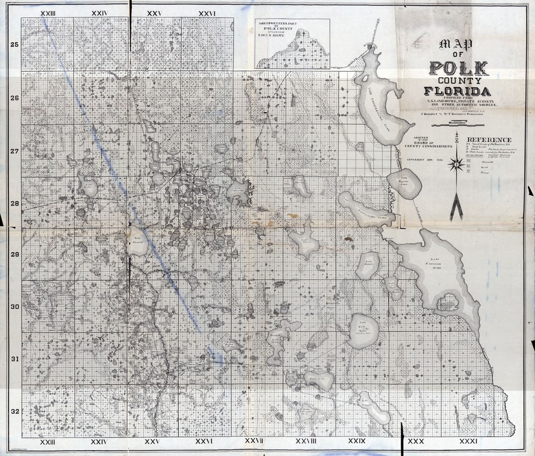 1883 Map of Polk County Florida Etsy