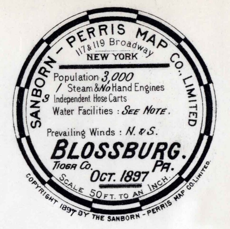 1897 Sanborn Map of Blossburg Tioga County Pennsylvania Etsy