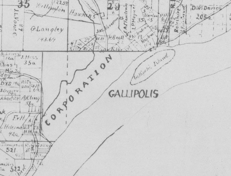 1885 Oil Field Map of Gallia and Meigs County Ohio