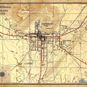 1950 Karte von Scottsboro, Alabama
