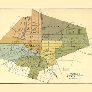 1896 Map of Xenia City Greene County Ohio