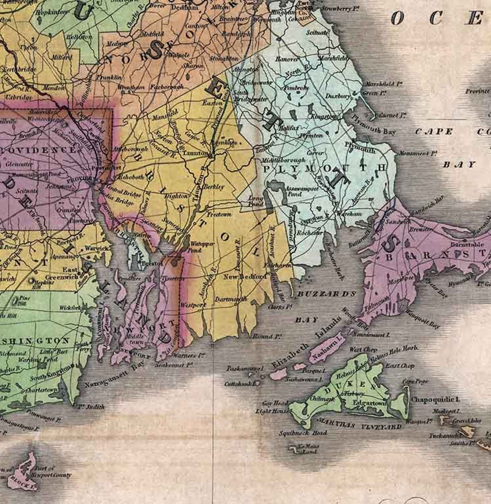 1831 Map of Massachusetts Connecticut and Rhode Island - Etsy Ireland