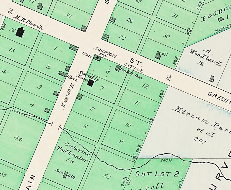 1913 Town Map of New Martinsburg Fayette County Ohio Etsy
