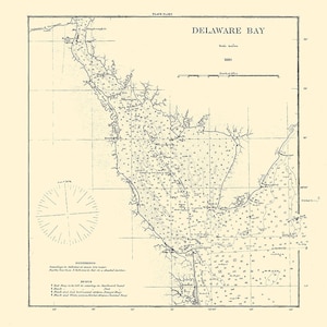 Carte de 1880 de la baie du Delaware