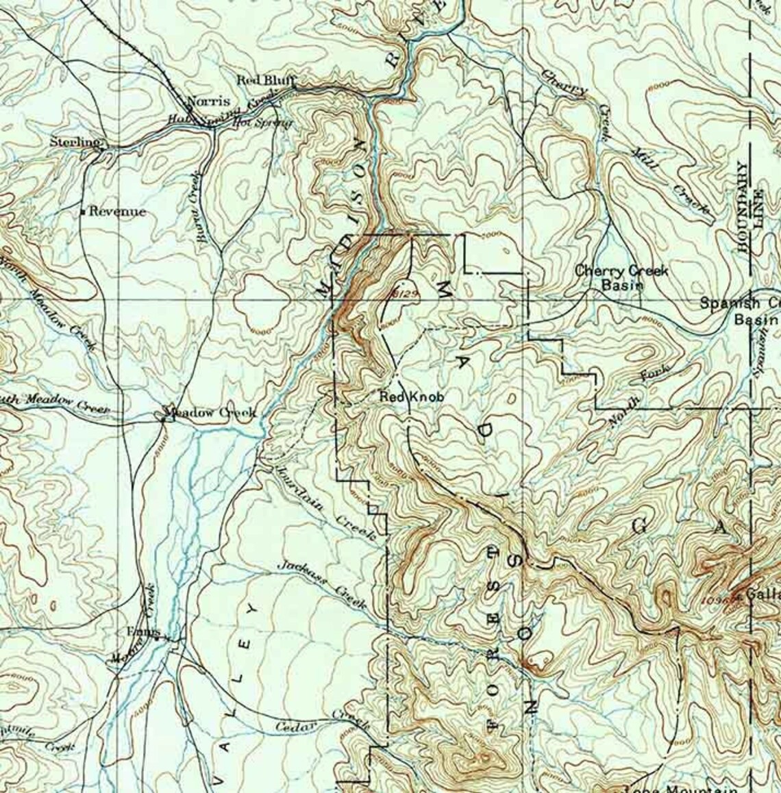 1895 Topo Map of Three Forks Montana Gallatin National Forest Etsy