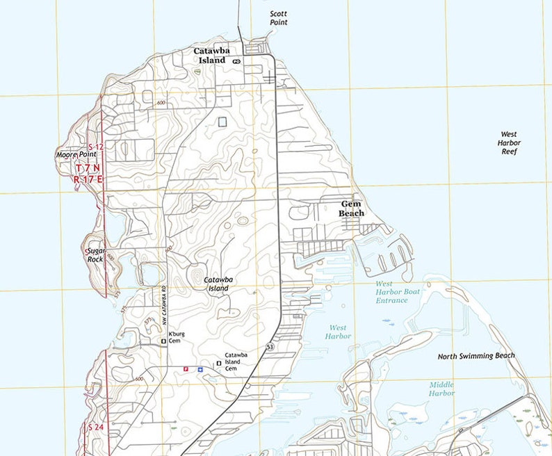2016 Topo Map of Gypsum Ohio Lake Erie Islands Catawba Island Etsy