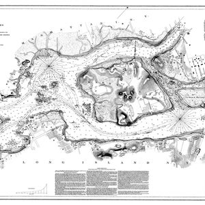 Carta nautica del 1875 di Hell Gate Long Island New York