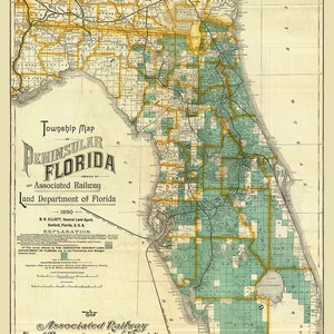 Kaart van Florida Spoorwegen uit 1890
