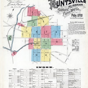 1898 Stadtplan von Huntsville, Madison County, Alabama