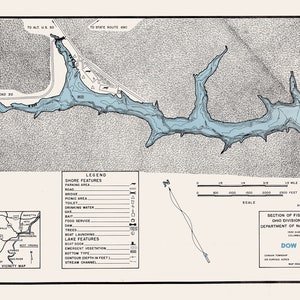 1961 Map of Dow Lake Athens County Ohio