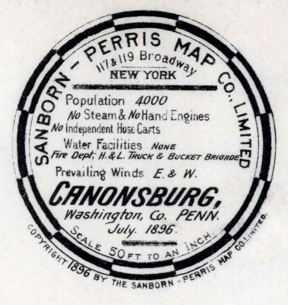 1896 Sanborn Map of Canonsburg Washington County Pennsylvania Etsy